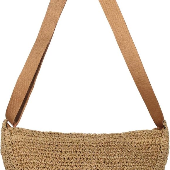 Straw Crossbody Bag Women Summer Woven Beach Purse Shoulder Adjustable Strap - Picture 1 of 6